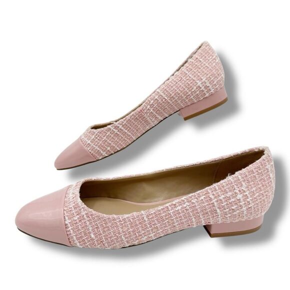 Steve Madden Blair Cap Toe Ballet Flat In Pink Patent and Boucle Tweed Multi 8 - Picture 3 of 14